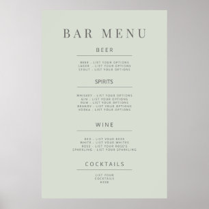 Minimalist Wedding Sign Poster Pale Sage