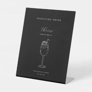 Minimalist Wedding Signature Drink Pedestal Sign