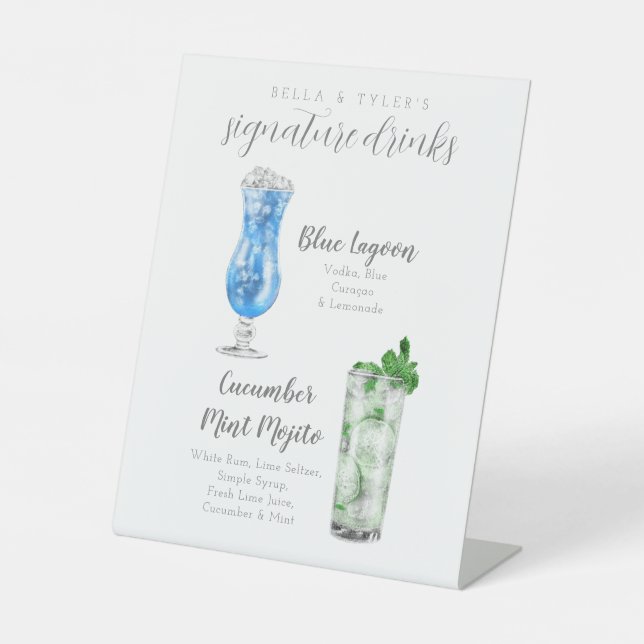 Minimalist wedding signature drink sign  (Front)