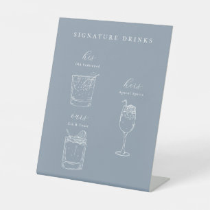 Minimalist Wedding Signature Drinks Pedestal Sign