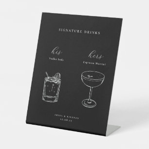 Minimalist Wedding Signature Drinks Pedestal Sign