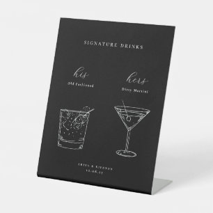 Minimalist Wedding Signature Drinks Pedestal Sign