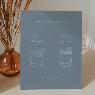 Minimalist Wedding Signature Drinks Pedestal Sign