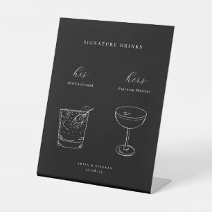 Minimalist Wedding Signature Drinks Pedestal Sign