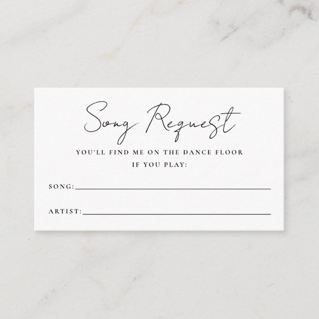 Minimalist Wedding Song Request Card (Front)