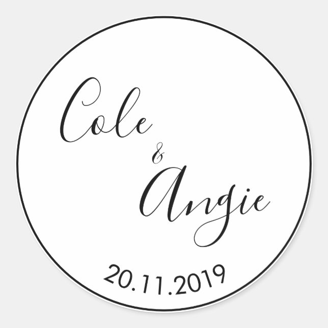 Minimalist Wedding Sticker with Thin Line Border (Front)