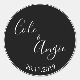 Minimalist Wedding Sticker with Thin Line Border