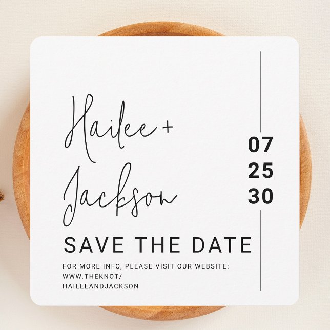 Minimalist Wedding Stylish Clean Simple Square Save The Date (Creator Uploaded)