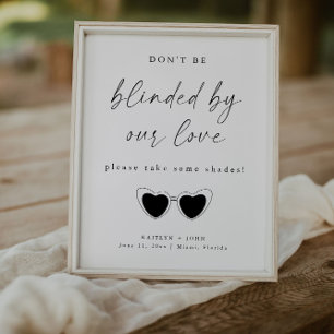Minimalist Wedding Sunglasses Favour Sign