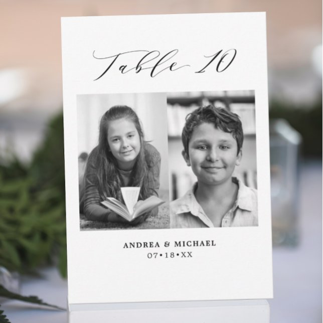 Minimalist Wedding Table 10 Number & Pictures Card (Creator Uploaded)