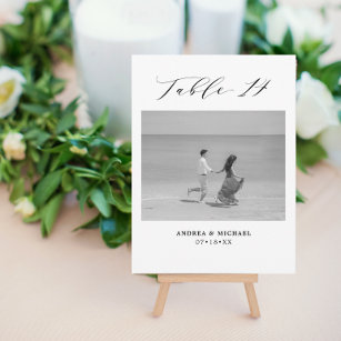 Minimalist Wedding Table 14 Number & Pictures Card