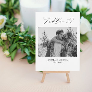 Minimalist Wedding Table 17 Number & Pictures Card