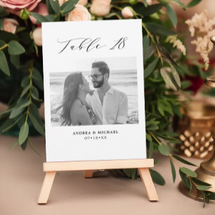 Minimalist Wedding Table 18 Number & Pictures Card