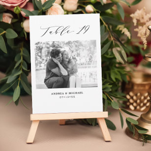 Minimalist Wedding Table 19 Number & Pictures Card