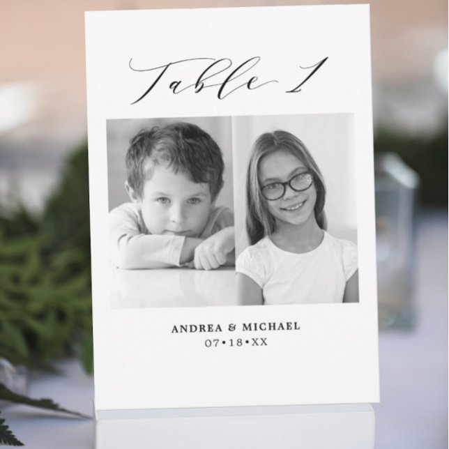 Minimalist Wedding Table 1 Number & Pictures Card (Creator Uploaded)
