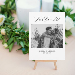 Minimalist Wedding Table 20 Number & Pictures Card
