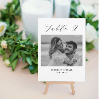 Minimalist Wedding Table 2 Number & Pictures Card