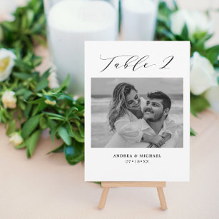 Minimalist Wedding Table 2 Number & Pictures Card