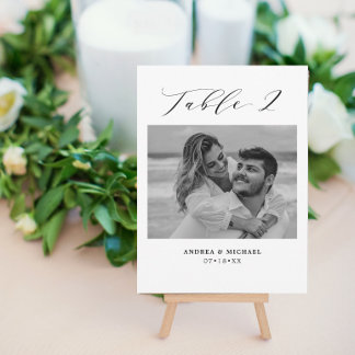 Minimalist Wedding Table 2 Number & Pictures Card