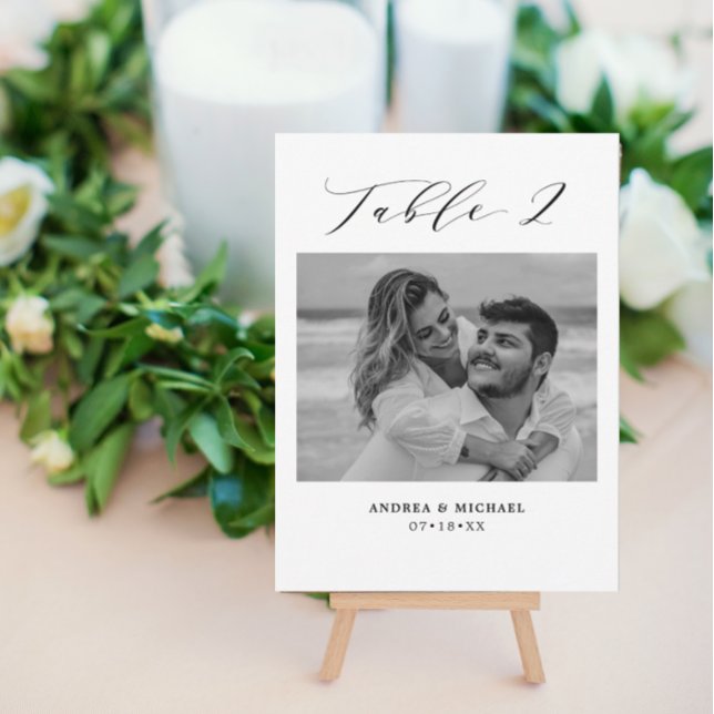 Minimalist Wedding Table 2 Number & Pictures Card (Creator Uploaded)