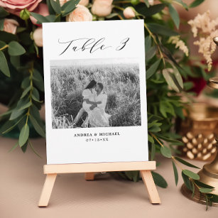 Minimalist Wedding Table 3 Number & Pictures Card