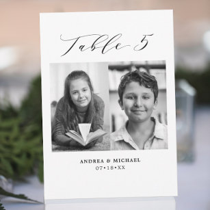 Minimalist Wedding Table 5 Number & Pictures Card