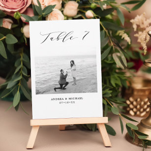 Minimalist Wedding Table 7 Number & Pictures Card