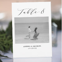 Minimalist Wedding Table 8 Number & Pictures Card