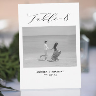 Minimalist Wedding Table 8 Number & Pictures Card