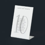 Minimalist Wedding Table Number 10 Pedestal Sign<br><div class="desc">This is minimalist black and white wedding table number ten with editable guest list. You can easily edit the guest list. If you wish to change background colour, font and table number colour or make other changes to the template - it can be done easily, just click on "Customise further"....</div>