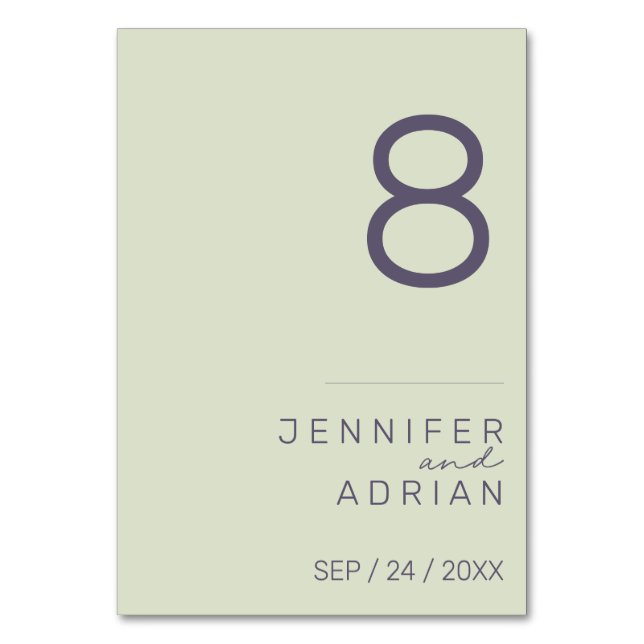 Minimalist Wedding Table Number - Customisable (Front)