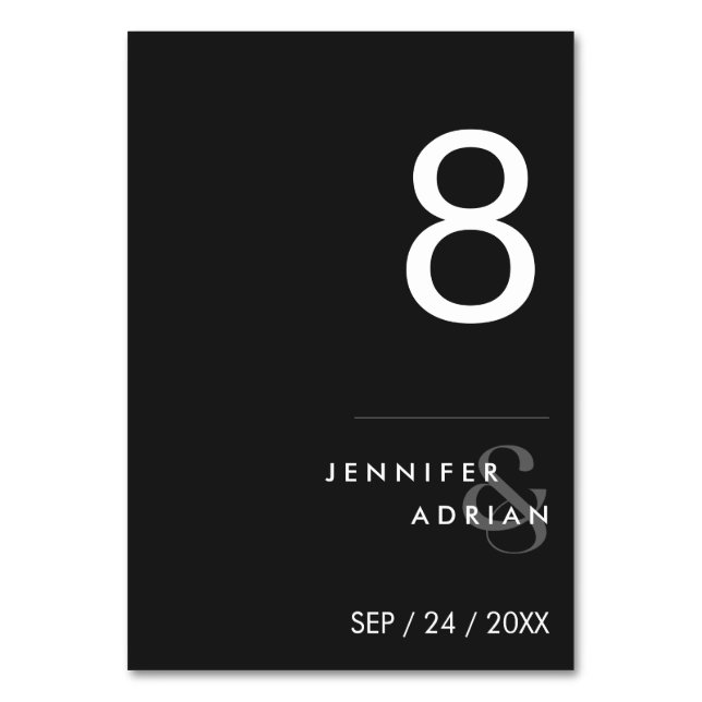Minimalist Wedding Table Number - Customisable (Front)