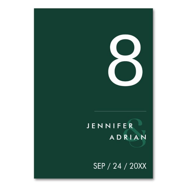 Minimalist Wedding Table Number - Customisable (Front)