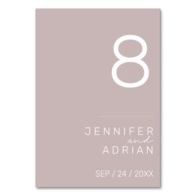 Minimalist Wedding Table Number - Customisable (Front)