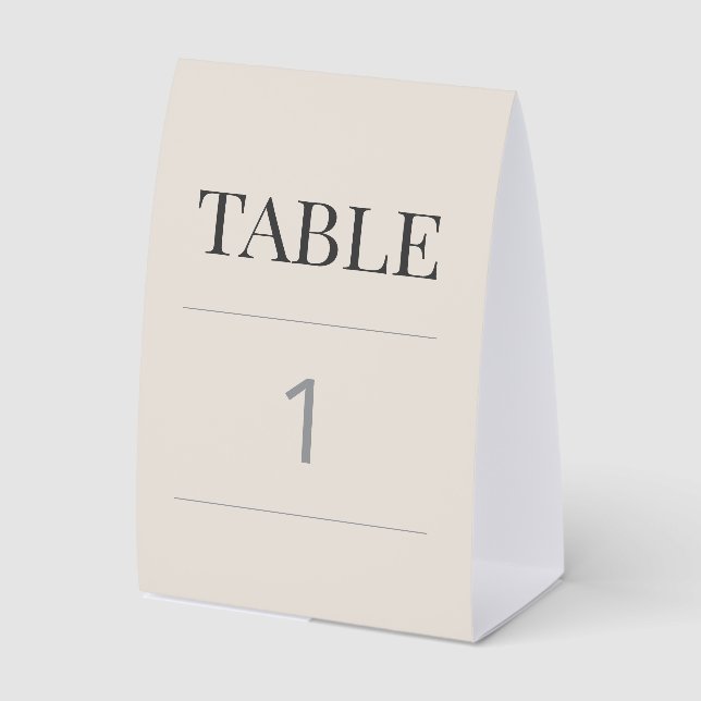 Minimalist Wedding Table Number Natural Linen (Front)