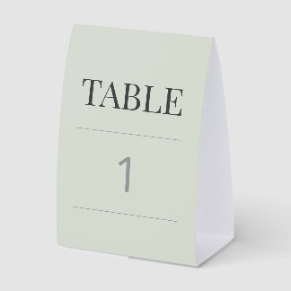 Minimalist Wedding Table Number Pale Sage Green
