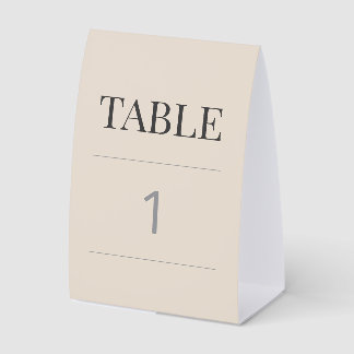 Minimalist Wedding Table Number Soft Latte