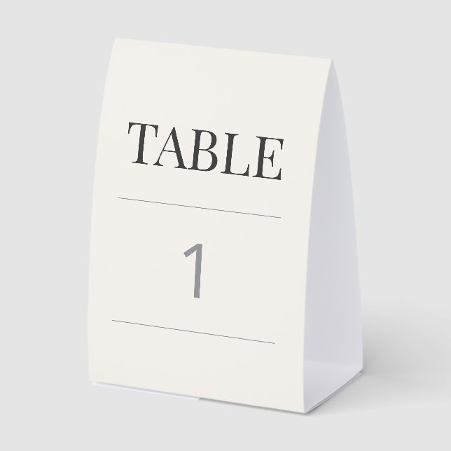 Minimalist Wedding Table Number Warm Ivory (Front)