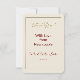 Minimalist Wedding Thank you Card.