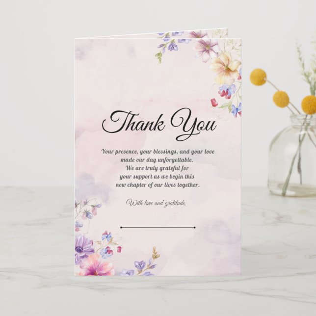 Minimalist Wedding Thank You Card – Folded Style (Front)