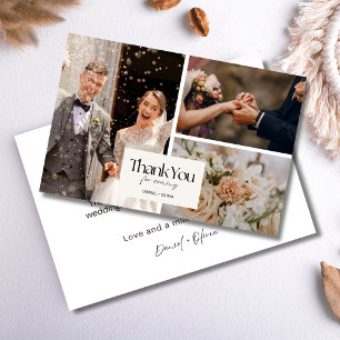 Minimalist Wedding Thank You Card with Photo
