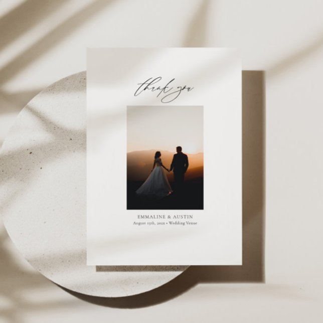 Minimalist Wedding Thank You Card with Photo (Creator Uploaded)
