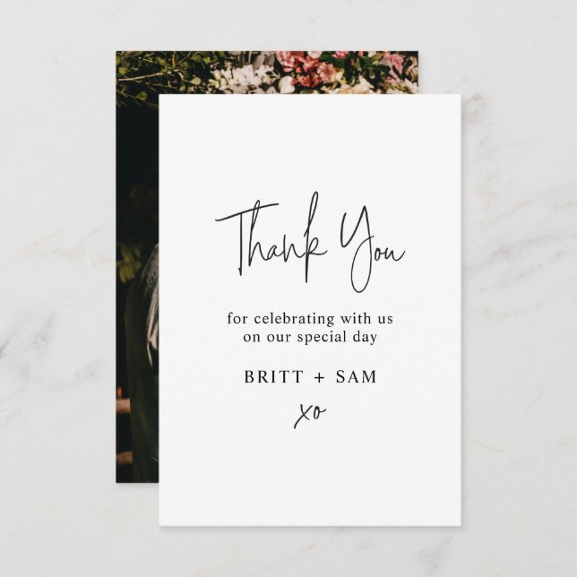 Minimalist Wedding Thank You Custom Photo Script (Front/Back)