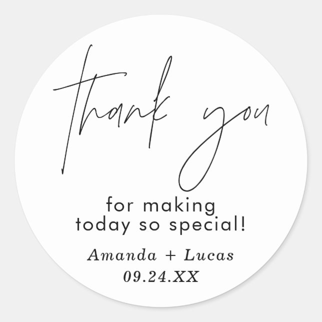 Minimalist Wedding Thank You Favour Sticker (Front)