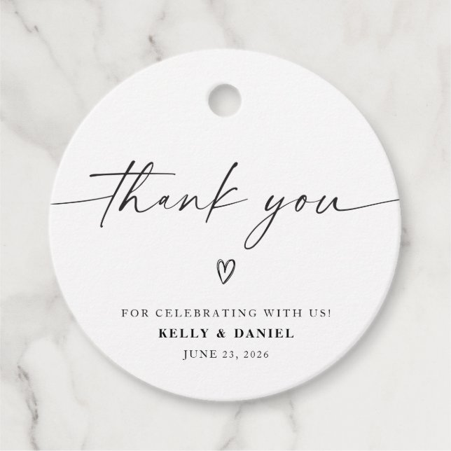 Minimalist Wedding Thank You Favour Tags (Front)