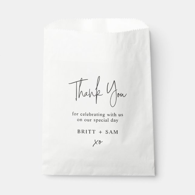 Minimalist Wedding Thank You Handwritten Script  Favour Bags (Front)