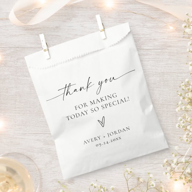 Minimalist Wedding Thank You | Modern Script Favour Bags (Clipped)