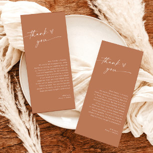 Minimalist Wedding Thank You Note, Boho Terracotta