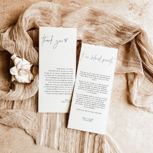 Minimalist Wedding Thank You Note, Wedding Napkin 