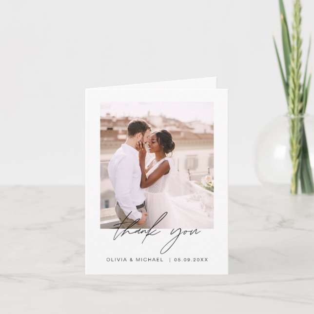 Minimalist Wedding Thank You Photo Simple (Front)